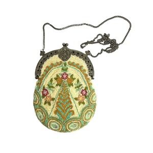 Vintage Christiana Beaded Purse Art Deco Floral metal frame Bridgeton 20s 30s